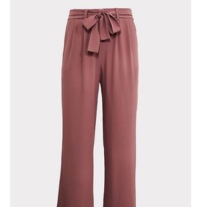Torrid Mauve Wide Leg Crepe Tie Waist Trousers